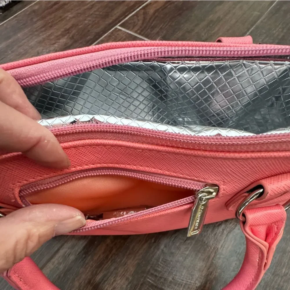 Primeware Insulated Pink Wine Clutch Purse Bag Thermal Wine Tote With Corkscrew